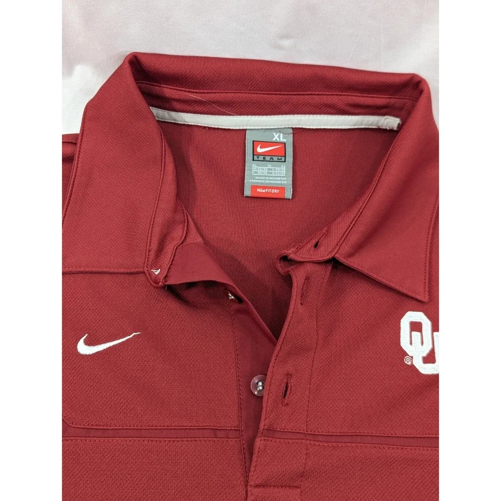 VTG Nike Team XL Oklahoma Sooners Nike Fit dry Polo Golf Shirt Red‎ Football EUC